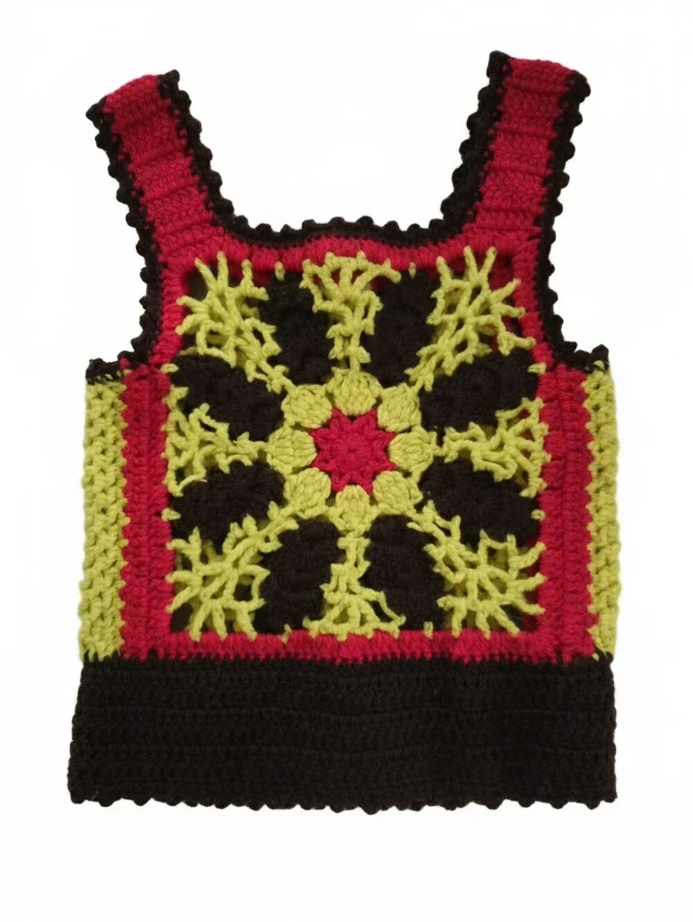 Handmade Vintage Crochet Sunflower Top 4T
